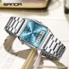 SANDA 747 Quartz Digital 5bar Waterproof Casual Fashion  Unisex Watch Stainless Steel Strap Square Dial Men's Electronic Watches
