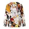 Ladies Casual Fashion Print Long Sleeve Round Neck Pullover T-Shirt Top