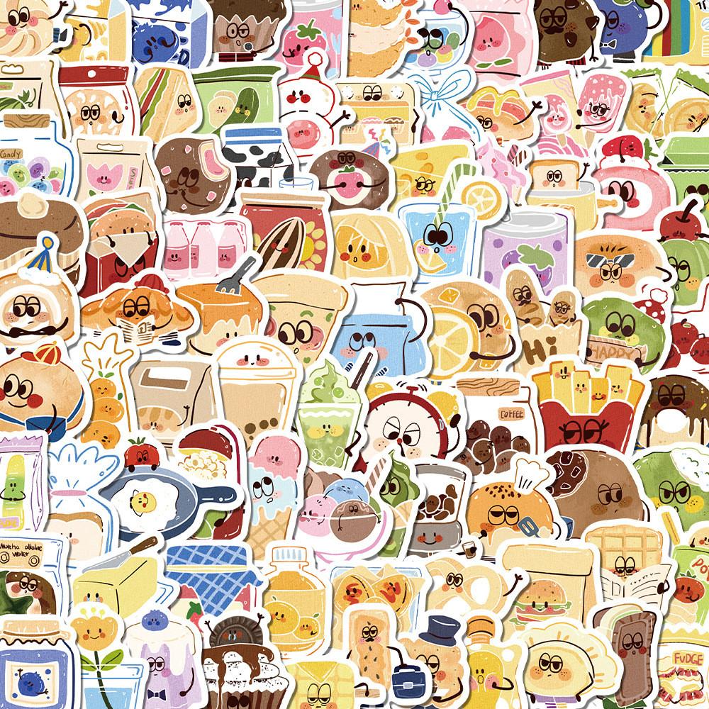 100 Pcs Small Size Cute Anthropomorphic Food Battle Stickers - Cartoon Diy Small Stickers For Journal Water Bottle Story Store