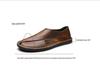 Men's Genuine Leather Cross-Strap Sandals - Breathable, Comfortable Slip-on Shoes for Summer.