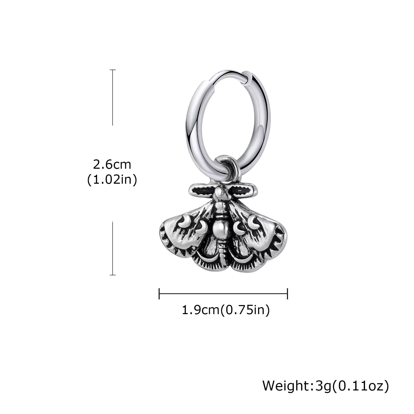 

Vnox Gothic Vintage Moth Bat Hoop Earrings for Men, Stainless Steel Hypoallergenic Halloween Punk Jewelry Gift with Ear Piercing