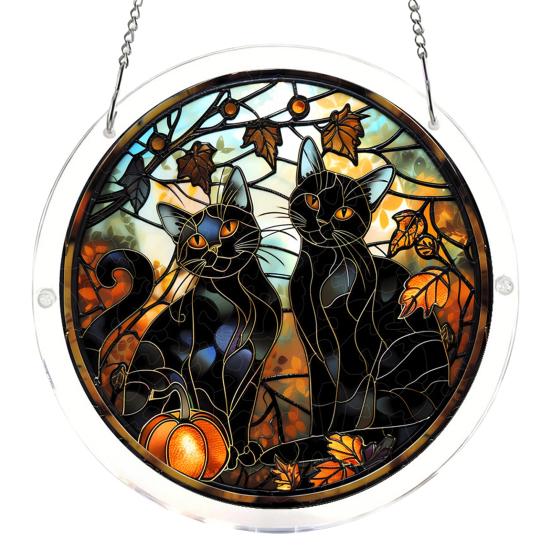 Acrylic Puzzle Suncatcher Halloween Stained Glass Style Sun Catcher Puzzle Kit Gothic Window M D
