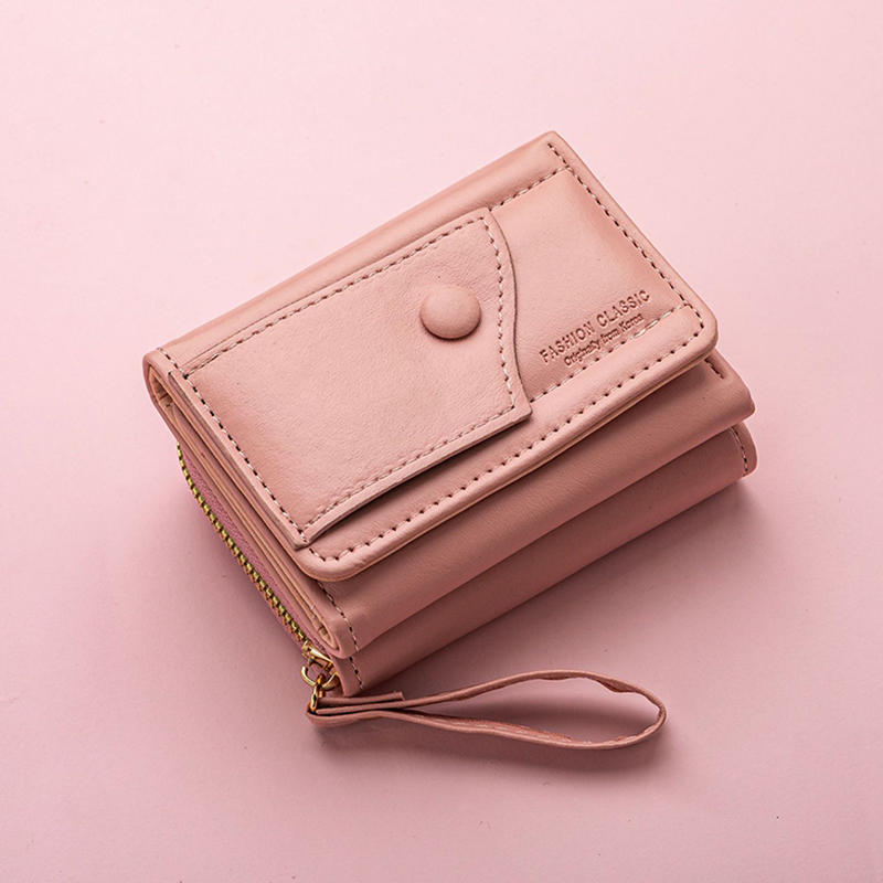 Wallet for Women Triple Fold Short Hasp Purse Female Cute Solid Color Small Coin Card Holders Clutch New Ladies Wallets