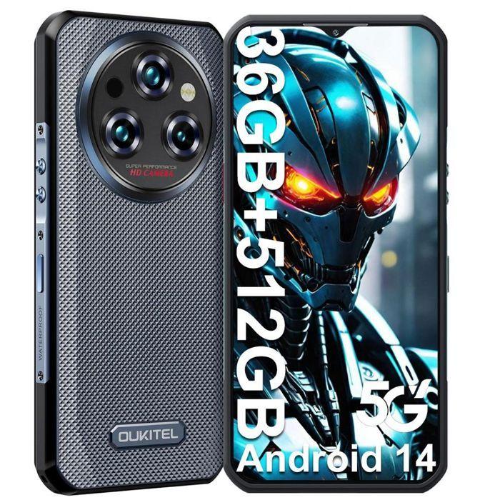 Smartphone 5G Oukitel WP35 Pro 36GO+512GO 6.6"FHD+ 11000mAh Smartphone Incassable Android 14 64MP Caméra Primaire Dual SIM/NFC Gris