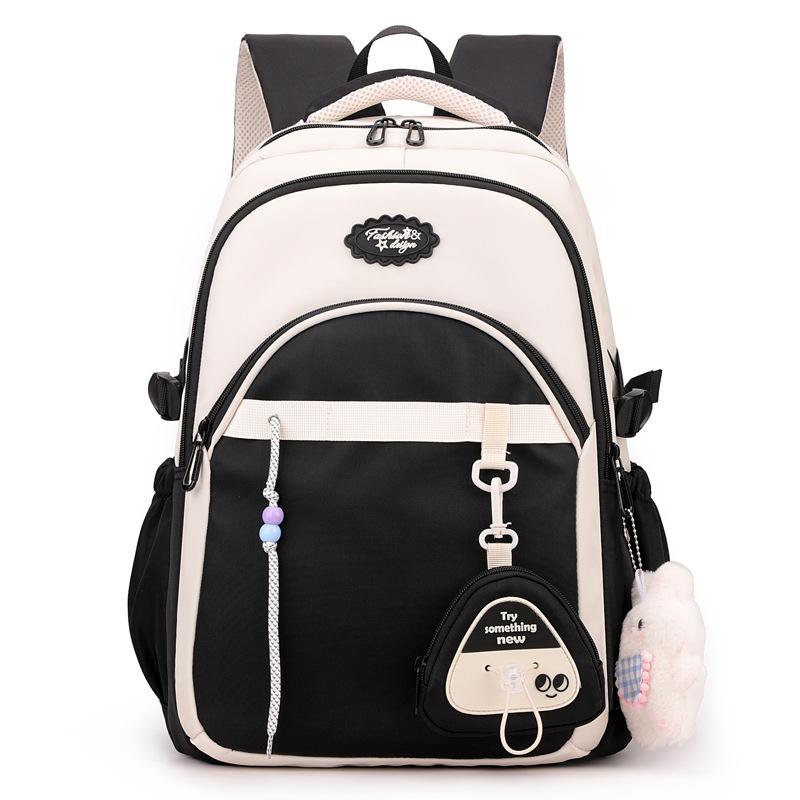 

Зимний новый милый школьный рюкзак большой вместимости для девочек 3-6 классов, рюкзак с ортопедической спинкой для снижения нагрузки для средней школы чёрный