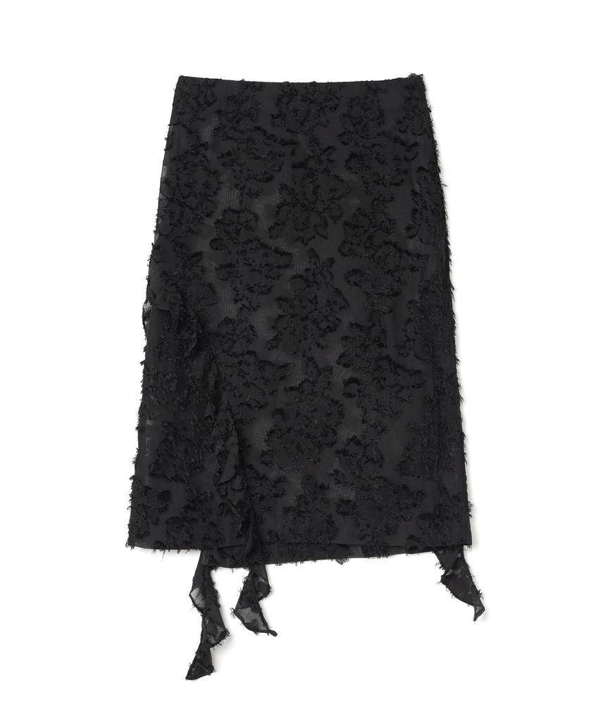 Milo Woman Sheer Ruffle Midi Skirt [Black]