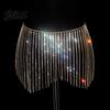 Shimmering Rhinestone Hip Belt Tassel Waist Chain for Women Sparkly Sexy Belly Dance Body Skirt-Style Skirt Festival Outfits Accessory Elastic Stage