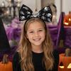 Halloween Bow Headbands, Flexible Non-Slip Hairband with Pumpkin Bat Skeleton Spider Design, Lightweight Headband for Kids Adults Party Cosplay
