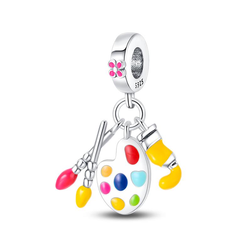 Painter'S Series Copper Artist Color Palette Oil Painting Charms Beads Fit 3Mm Original Bracelets Diy Jewelry Gift