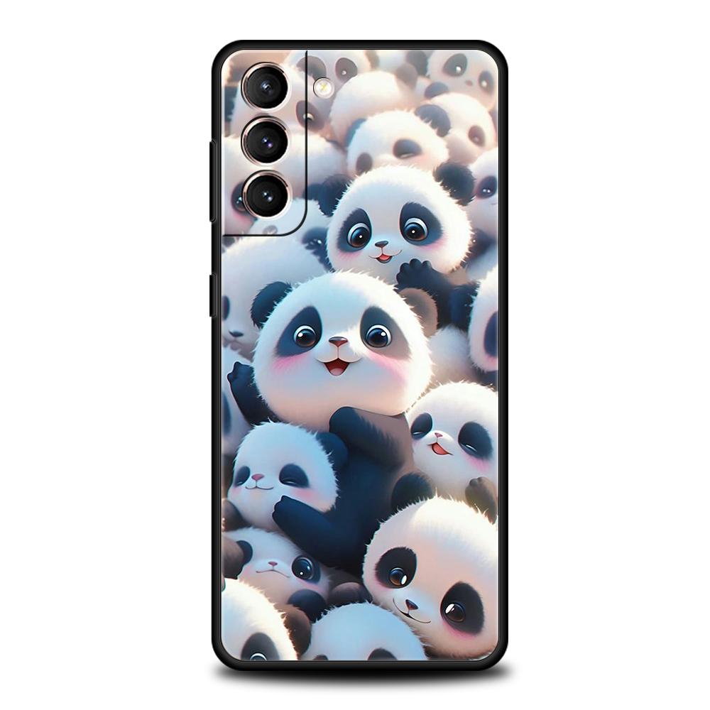 Cartoon Niedlicher Panda Handyhülle für Samsung Galaxy S24 S23 S22 S20 S21 FE Ultra S10 S10E S9 S8 Plus 5G Silikonhülle Fundas Tasche