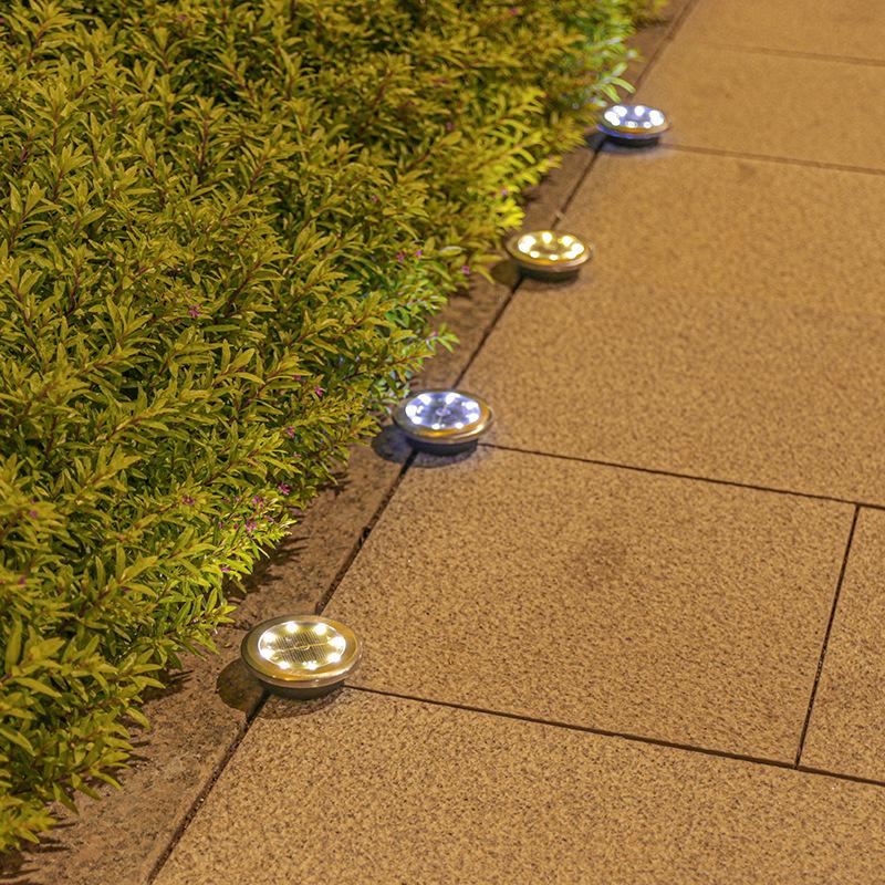 New Model Solar-Powered Stainless Steel Lawn Light – Light-Controlled Waterproof Ground Lamp for Gardens and Courtyards.