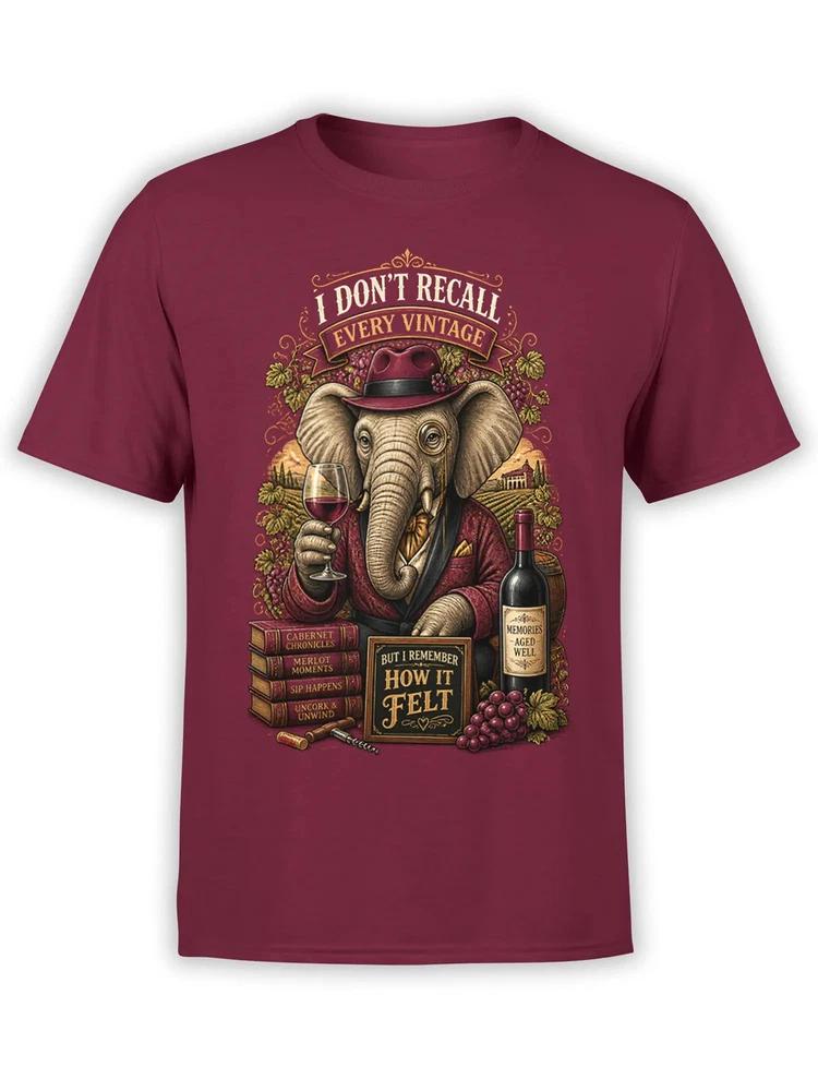 Vintage Memory Elephant Wine Tshirt Unisex S
