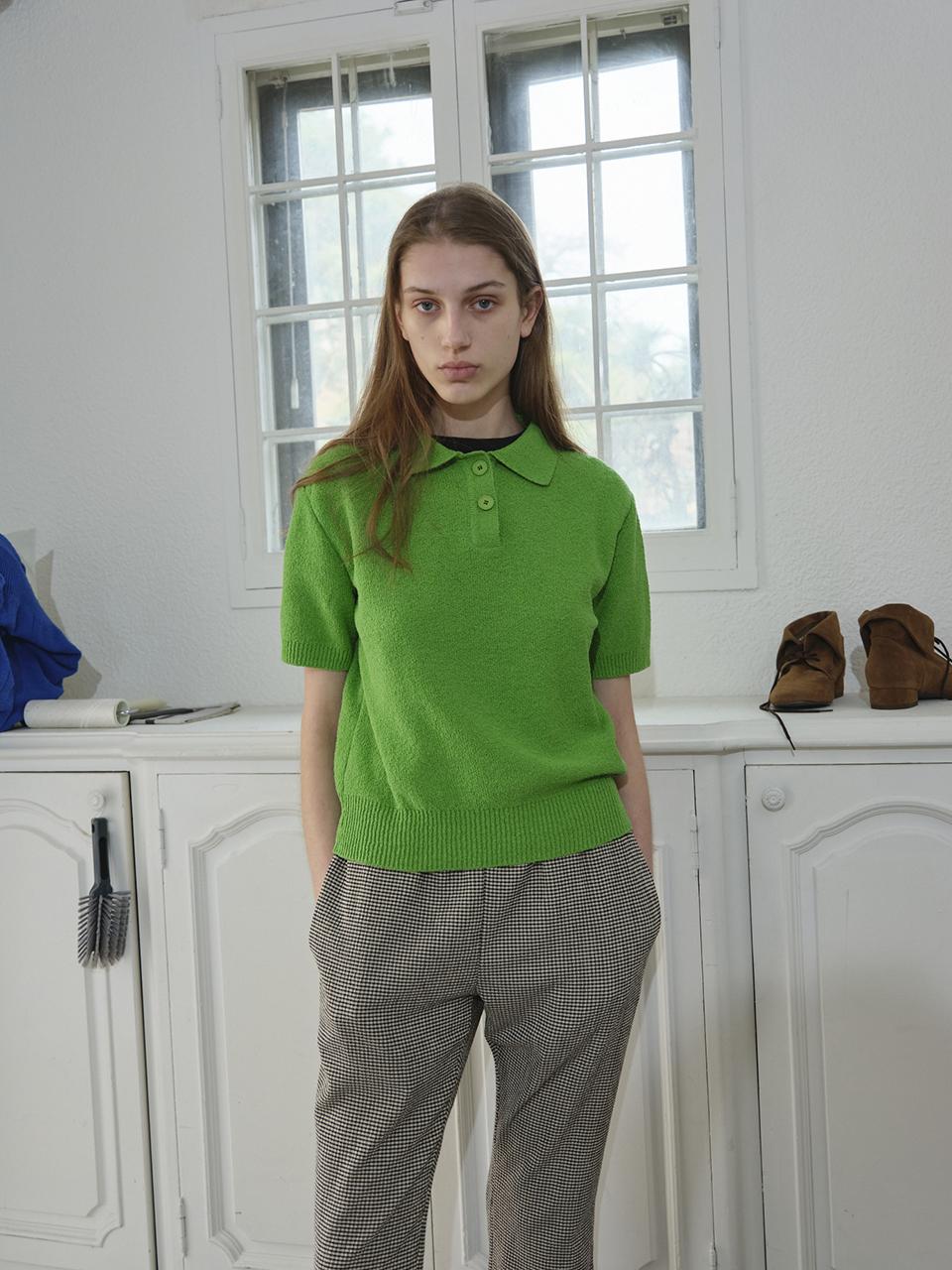 Enzo Blues Pique Collar Knit (Grass Green) F