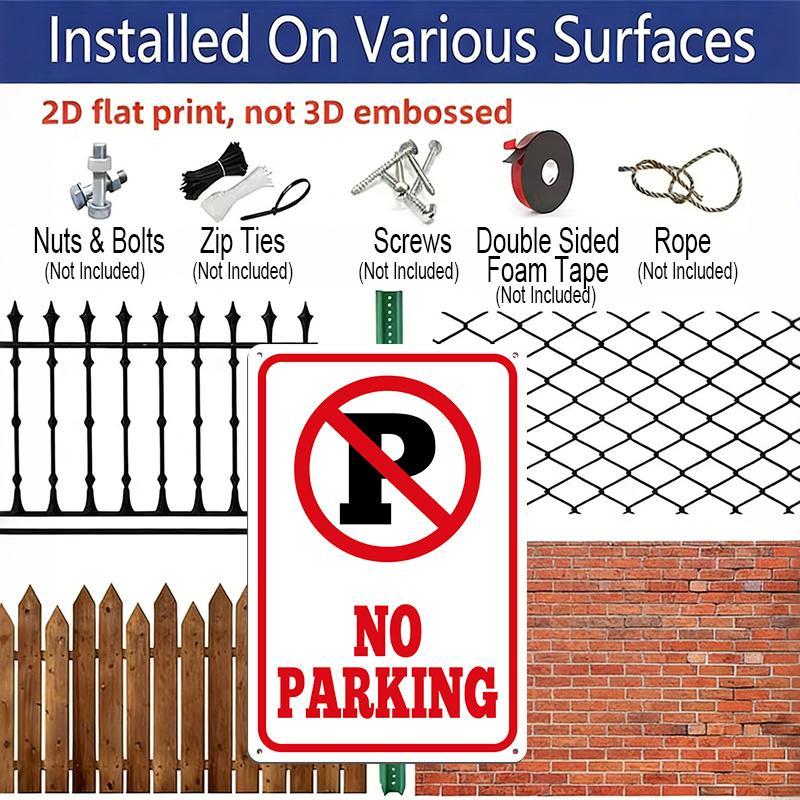 2D Flat 1pc Vintage Warning Aluminium Wall Art Sign No Parking 8x12 Aluminium Rustic Driveway Property Decor Functional Wall Art