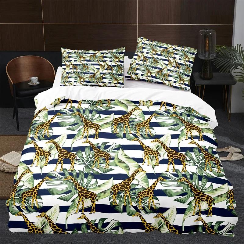 Comforter Giraffe Twin Full Microfiber Safari Animal Comforter Tropical Jungle Giraffes Bedding Set For Girls Boys Room