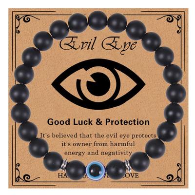 Pánský černý matný náramek Tiger Eye Evil Eye