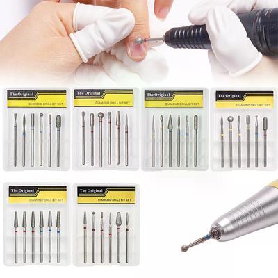 6Pcs Nail Cone Tip Drill Bits Electric Cuticle Clean Rotary For Manicure Pedicure Grinding Head Sander Tool