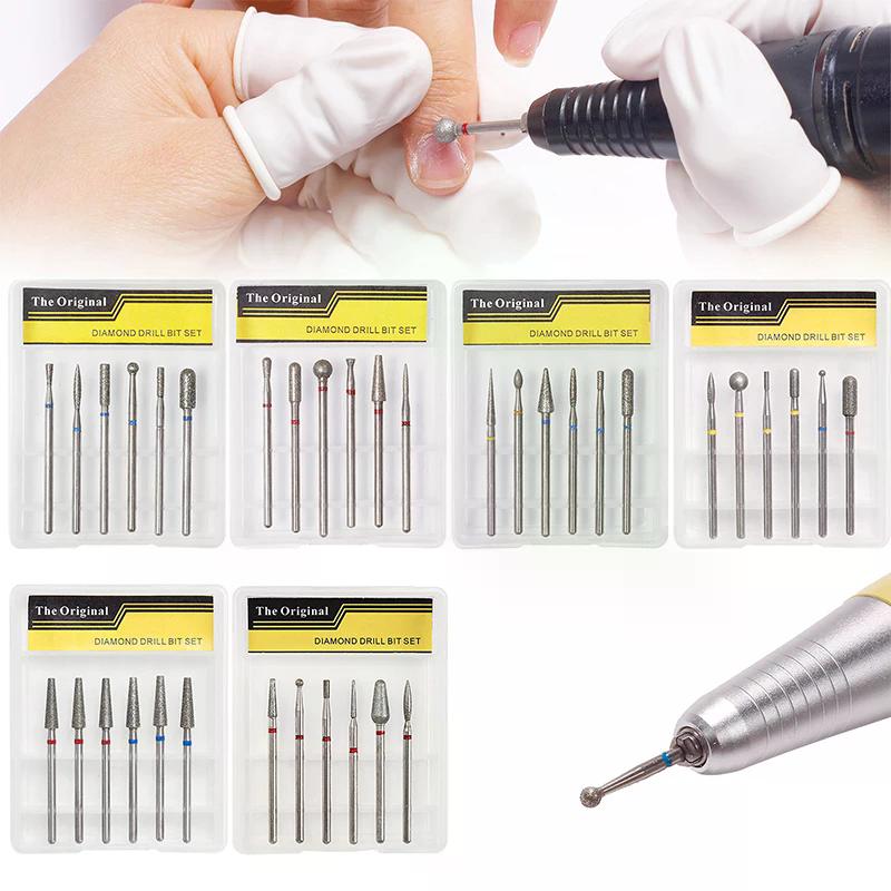 6Pcs Nail Cone Tip Drill Bits Electric Cuticle Clean Rotary For Manicure Pedicure Grinding Head Sander Tool