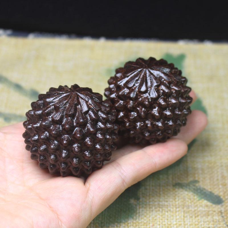 Agarwood Durian Massage Handball – Solid Black Wood Fitness Grip Ball