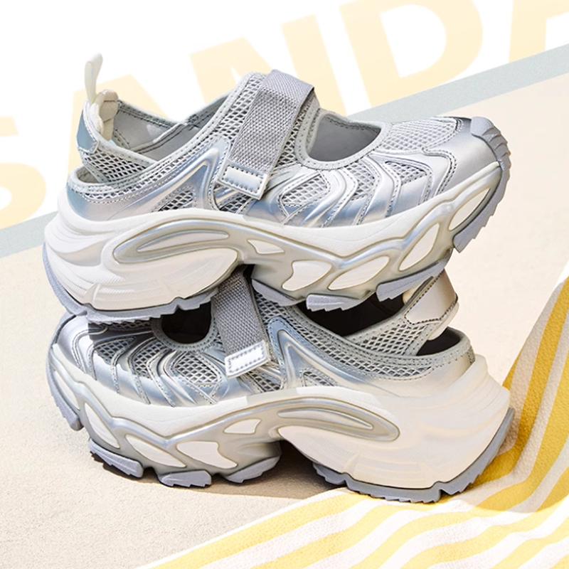 Anta Star Moon Comfortable Versatile Wear-Resistant Height-Increasing Low-Top Casual Shoes Women Casual Shoes Silver 922528501-1