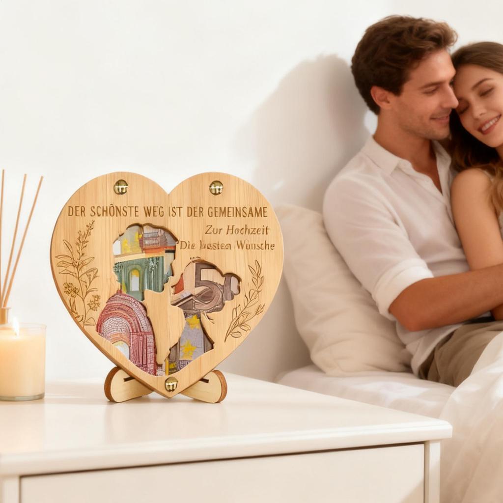 Porte-argent de mariage en bois en forme de cœur Décoration de mariage Enveloppes de mariage Cadeau pour jeunes mariés Nouveaux mariés Mariée
