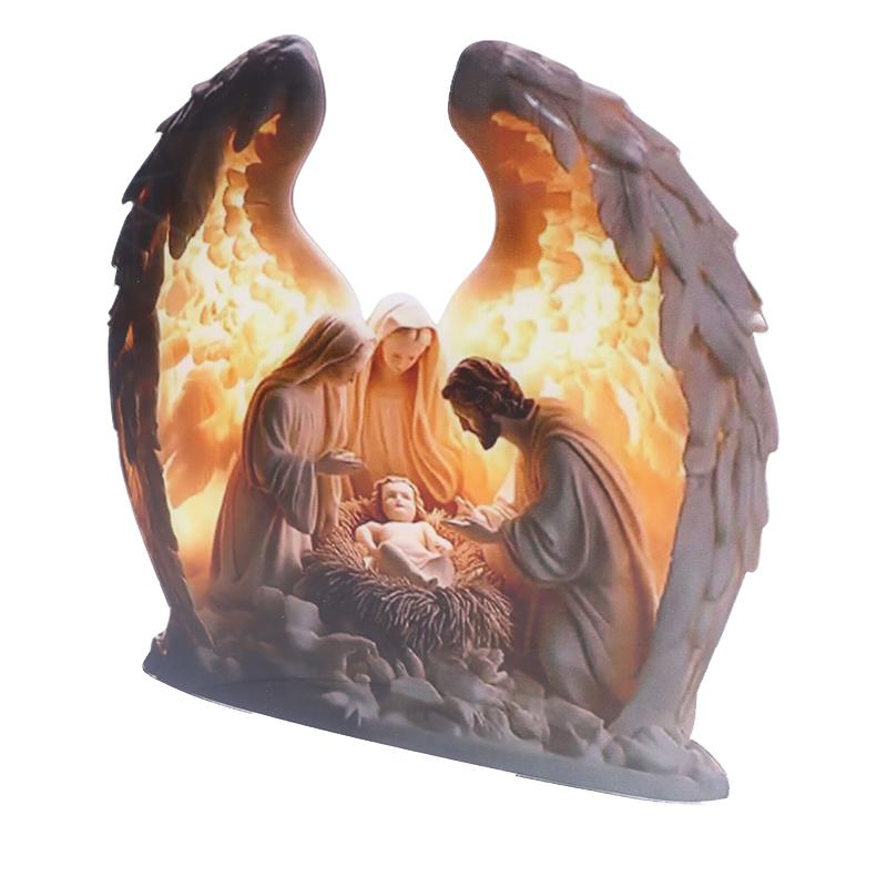 Statua Natività di Natale Figura da Collezione Statua Decorativa Elemento Centrale Sacra Famiglia Segno Acrilico Per Camino Natale