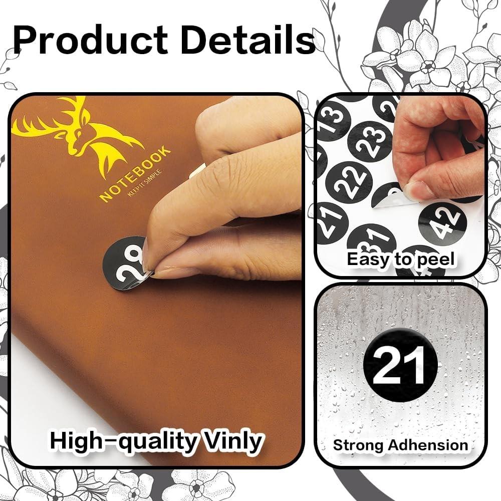 Consecutive Number Labels 1-50, 10 Sheets Round Decals, 1 Inch Small Stickers fo