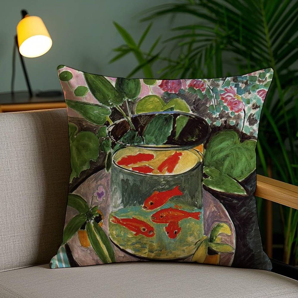 H-Henri M-Matisse Painting Pillow Case Home Dorm Chair Back Short Plush Double-sided Printing Office Nap Time Cushion Cover