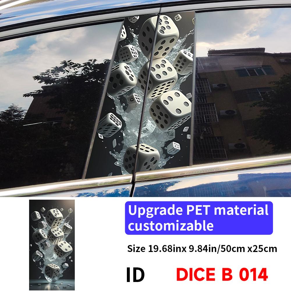 Dice Skull Car Sticker Auto B Pillar Waterproof Sunscreen Center Column Decor Cover Scratches Car Doors Pillar Decal Accessories