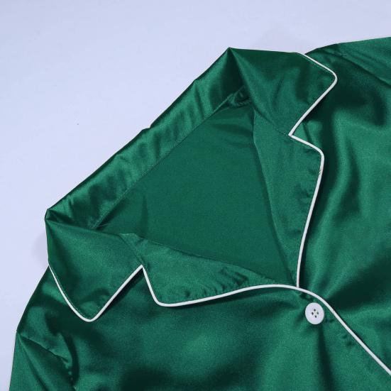 2Pcs/Set Christmas Pajamas Set Family Matching Xmas Pajamas Set Solid Color Smooth Fabric Festive Family Sleepwear