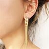 Kvinnor Big Long Chain Örhängen Fancy Golden Tofs Kedjor Ear Charm Stud örhängen