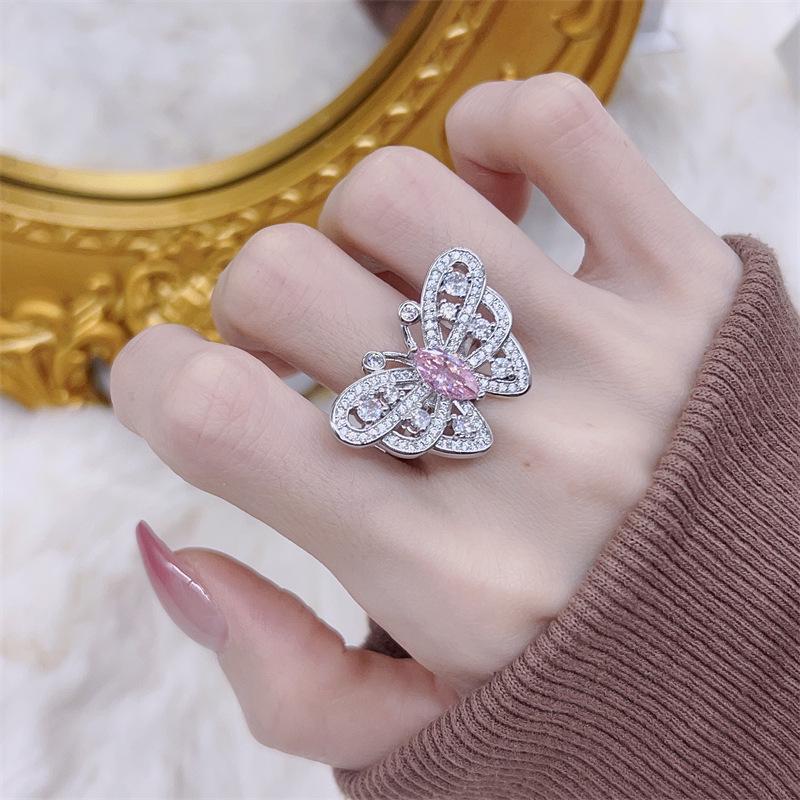 Exquisite Pink Butterfly Adjustable Ring – Versatile High-End Gift Adjustable Open Size