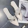 Pointed Toe Sandals Designer Luxury Women  Summer Slippers Outer Wear Elegant Single Shoes Plus Size