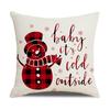 Red and Black Plaid Christmas Pillow Case Linen Print Home Lumbar Support Office Cushion