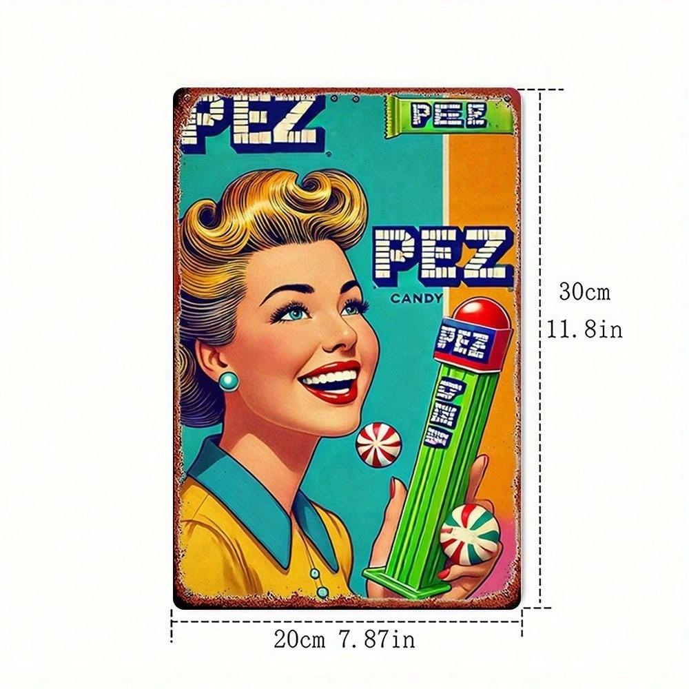 Retro Pez Candy Tin Sign 8x12 Inch Metal Wall Art Home Bar Cafe Decor