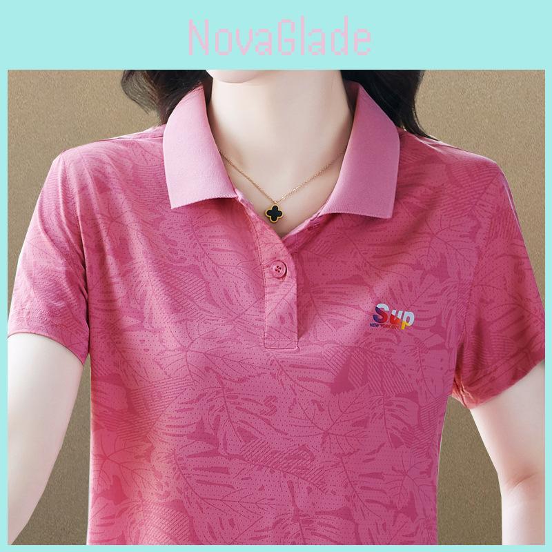 Casual Polo T Shirt With Letter Print For Women Summer Comfort Fit