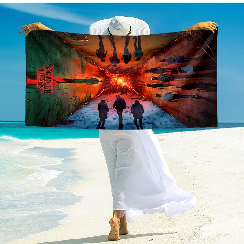 Stranger Things Upside Down Beach Towel,quick Drying Absorbent Beach Toweloutdoor Sports Swimming Beach Towelsoft And Comfortable
