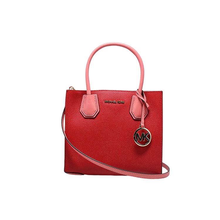 New MICHAEL KORS Mercer Leather Handbag, Shoulder Bag Small Women's Dark Red Watermelon Red 35S1GM9M2T-FLAME-MULTI