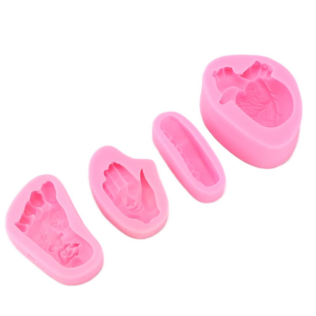 4 Stück Halloween Silikonform Sohle Handfläche Herz Hochtemperaturbeständigkeit Antihaft Halloween Backform für Zuhause Bäckerei