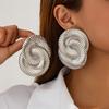 Exaggerate Personality Geometry Liquid Metal Irregular Fold Flowers Stud Earrings for Women Fashion Party Jewelry Accessory Gift