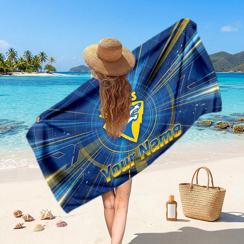 Warrington Wolves Customized Name Text Beach Towel, Soft Absorbent Towel Beach Pool Travel Personal Gift