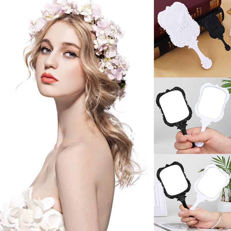Buy 1pcs Cute Makeup Mirror Plastic Vintage Hand Held Portable Cosmetic