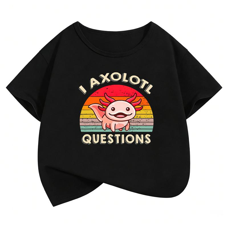Cute Anime Axolotl Shirt TShirt Printed T Shirt Summer Spring Clothes Short Sleeve Tops TShirts Funny Boys Girls Clothing Kids