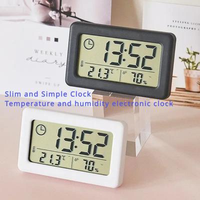 Mini Digitaluhr Temperatur Luftfeuchtigkeit Tragbare Uhr Uhr Thermometer Hygrometer 12/24 Stunden Batteriebetriebene Uhr Heimtisch