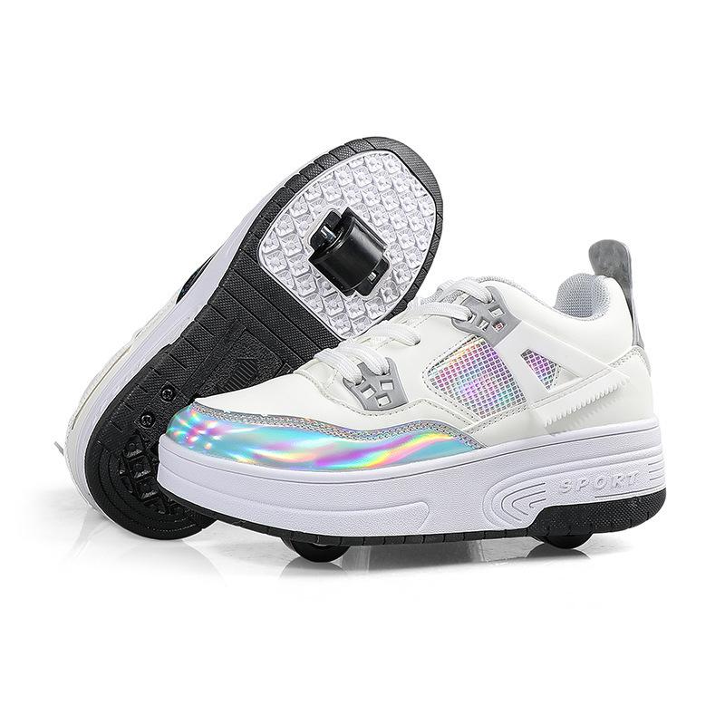 Adult Runaway Shoes Boy Student Female Adult with Wheels Sneakers Invisible Pulley Shoes Double Wheels Four Wheels Removable