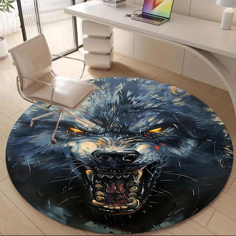 1PC Wolfpack Alpha Office Round Area Rug, Mat Suitable For Office, Under Office Chairs Bedroom Living Room Home Decor, Room Deco