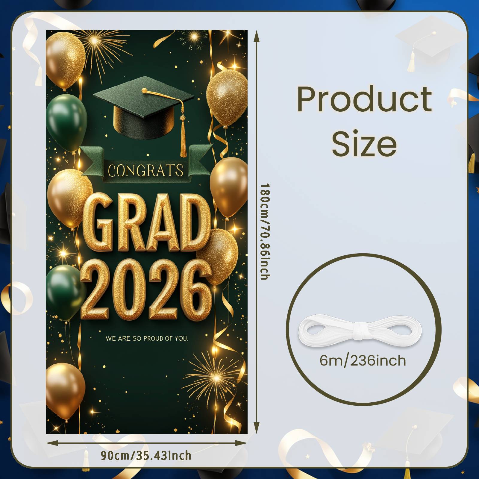 

Grad Celebration Display Sparkling Finish Congrats Grad Banner Grad Congrats Banner Black Gold Color Scheme For Home Celebration