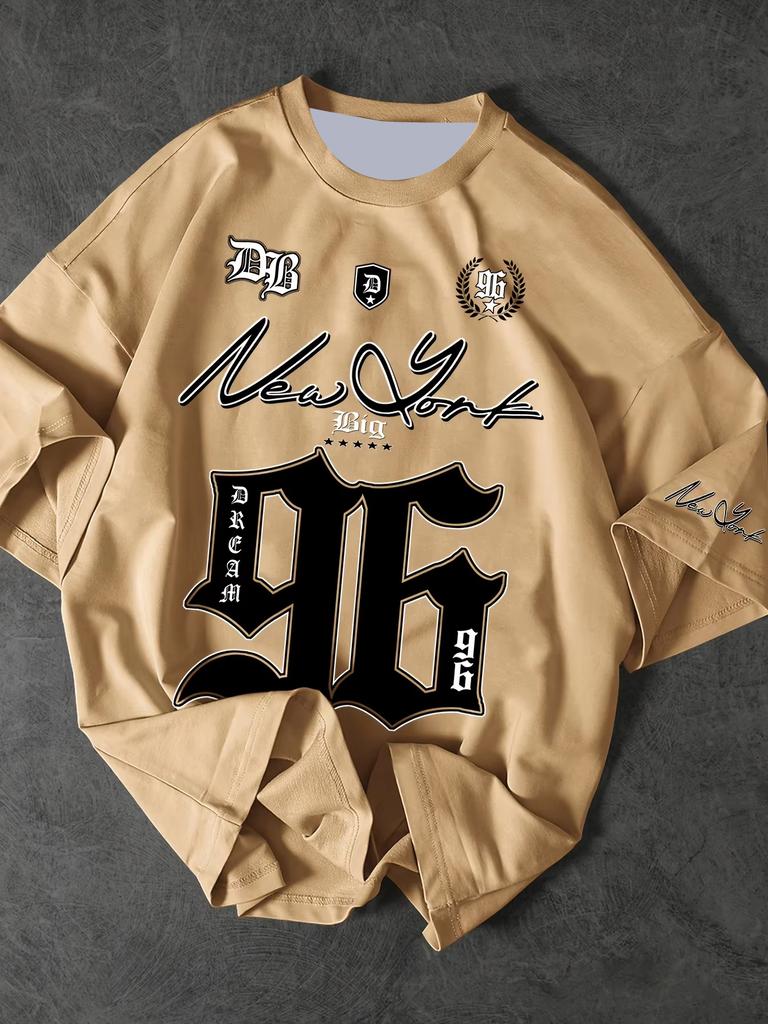 2025 Summer New Men's New York No.96 Print 3D Digital Print Baseball T-shirt Short Sleeve O-neck Tees Casual Sports Oversize Top