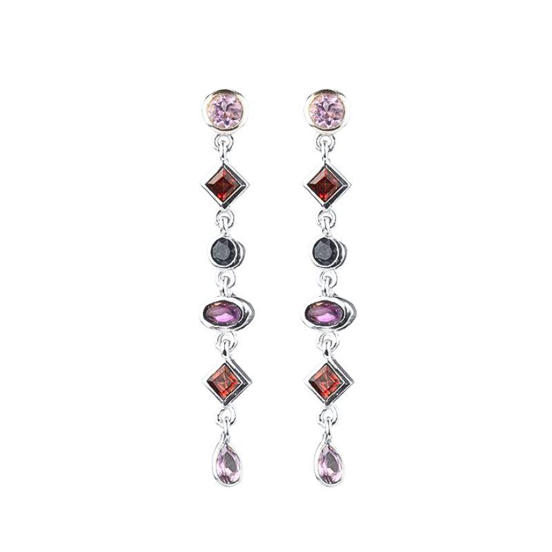 925 Silver Needle Long Chain Stud Earrings For Women Exquisite Zircon Geometric Tassel Pendant Earrings Luxury Jewelry