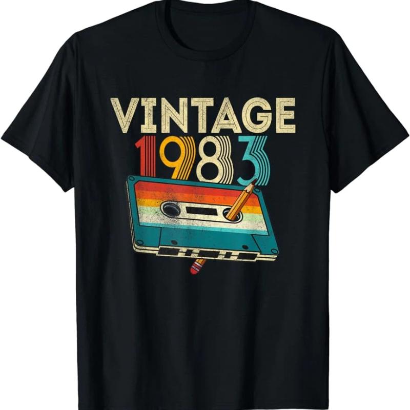 Men's 43st Birthday T-Shirt: Born 1983 Retro Streetwear Style Vintage Retro for Men's Graphic T-Shirts Birthday Gifts TShirt